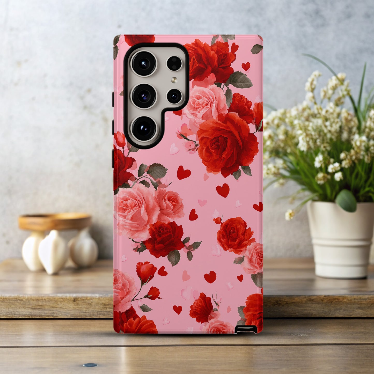 🌹 Romantic Roses & Hearts Protective Phone Case – Valentine’s Day Edition