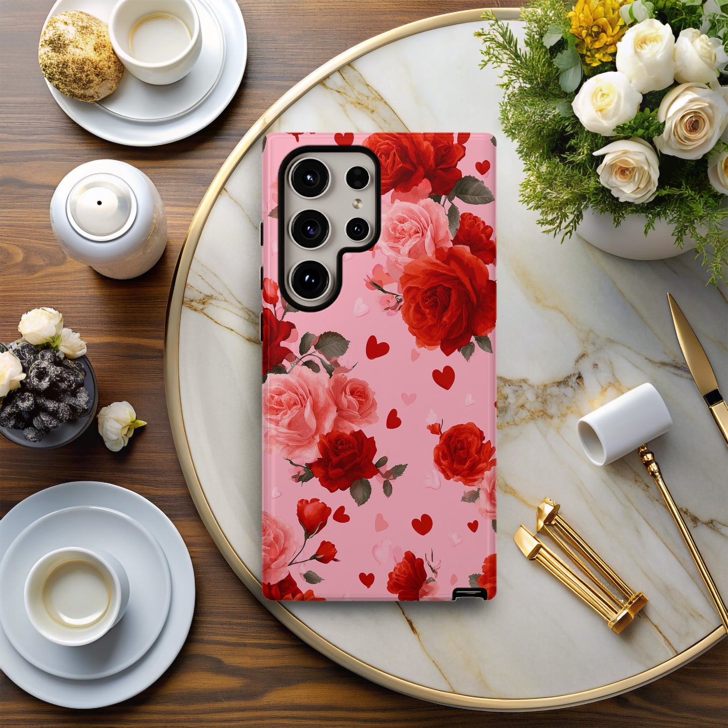 🌹 Romantic Roses & Hearts Protective Phone Case – Valentine’s Day Edition