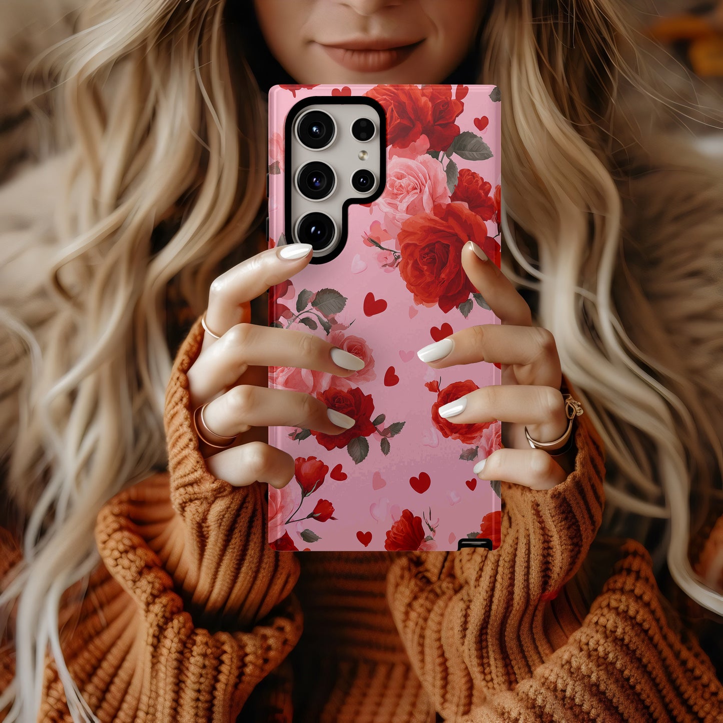 🌹 Romantic Roses & Hearts Protective Phone Case – Valentine’s Day Edition