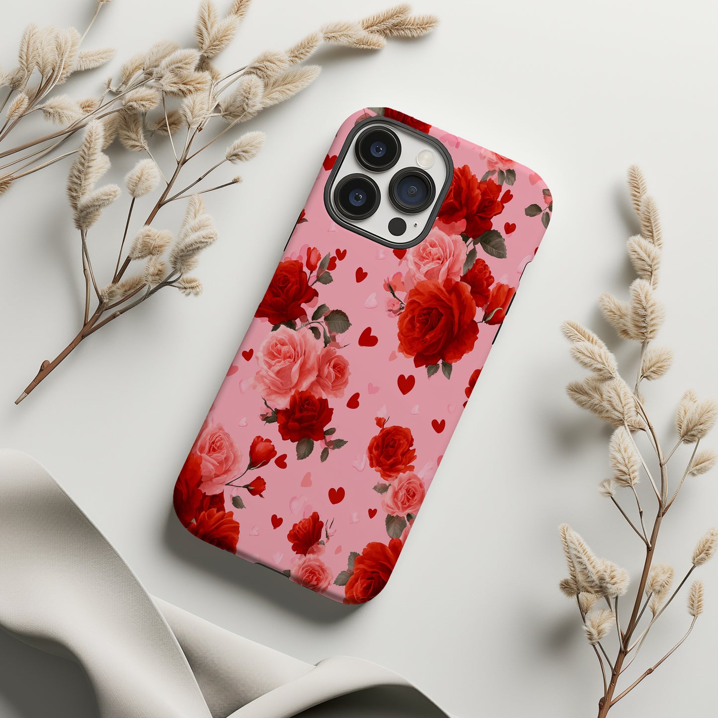 🌹 Romantic Roses & Hearts Protective Phone Case – Valentine’s Day Edition