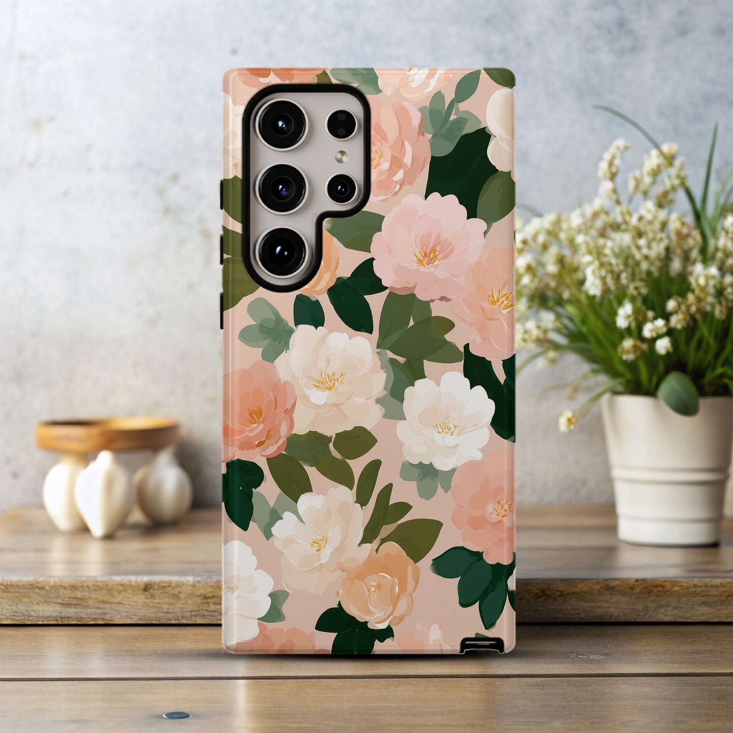 🌸 Blush Peony Garden Protective Phone Case – Soft Floral Elegance