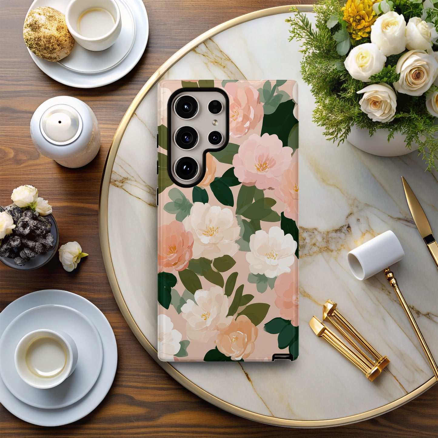 🌸 Blush Peony Garden Protective Phone Case – Soft Floral Elegance