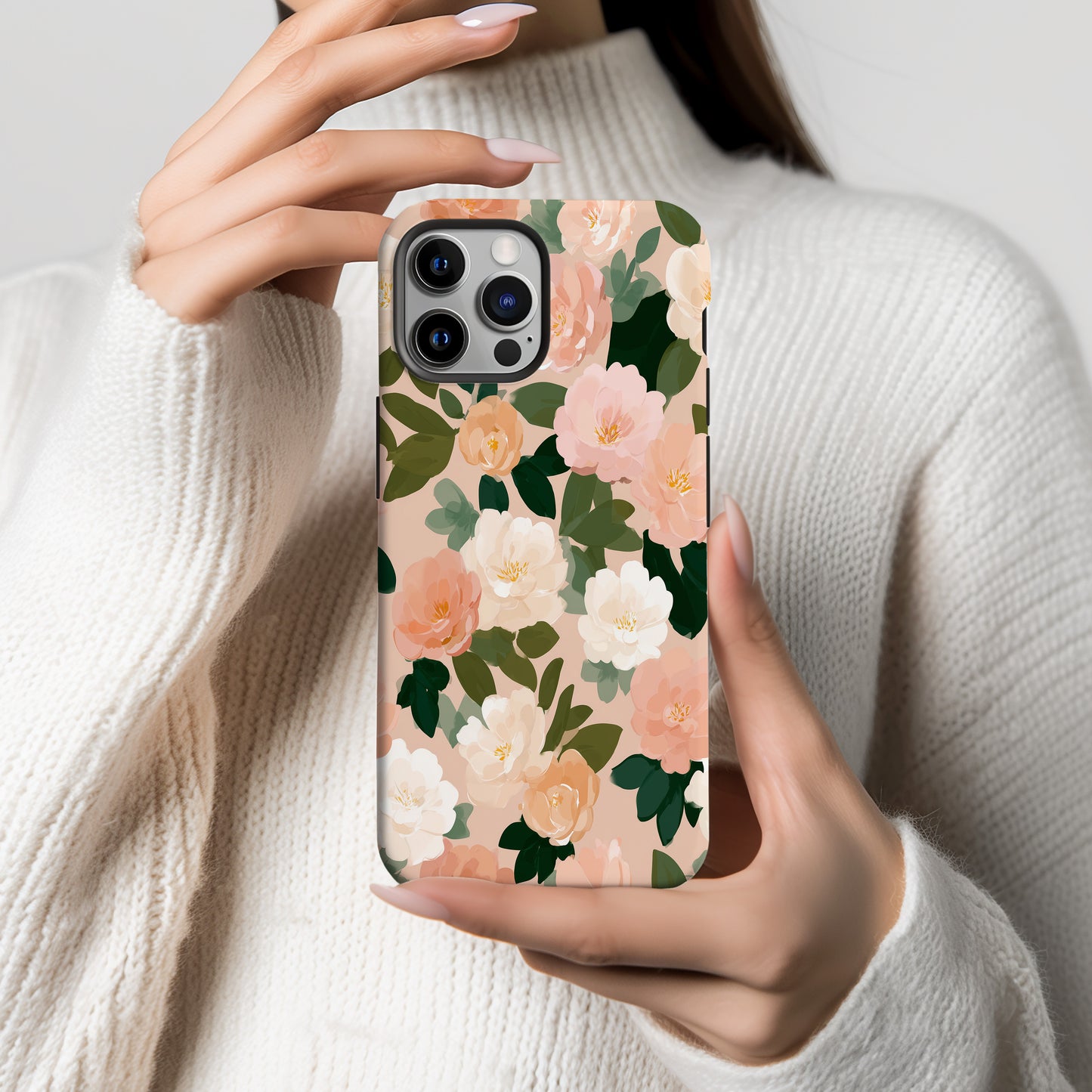 🌸 Blush Peony Garden Protective Phone Case – Soft Floral Elegance