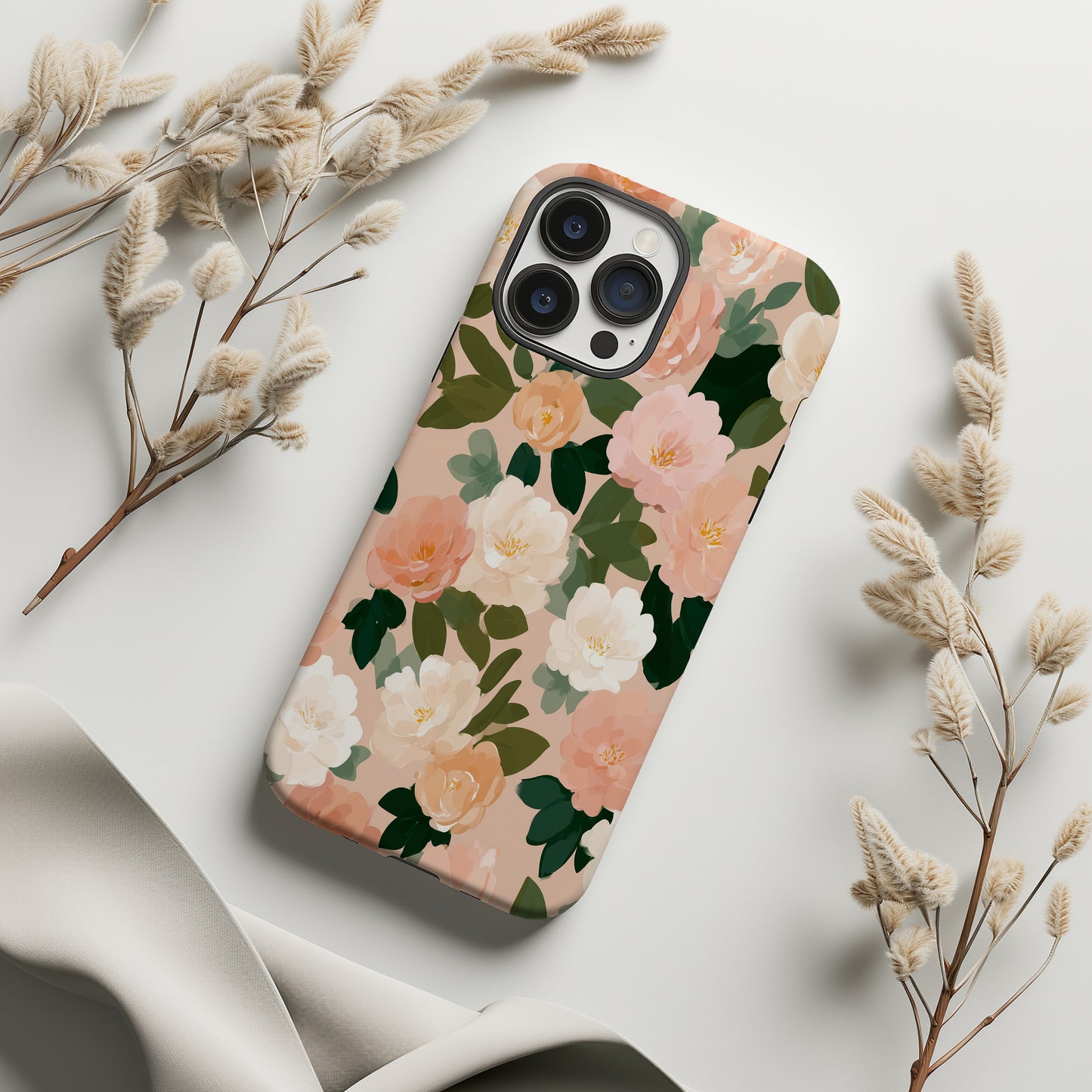 🌸 Blush Peony Garden Protective Phone Case – Soft Floral Elegance
