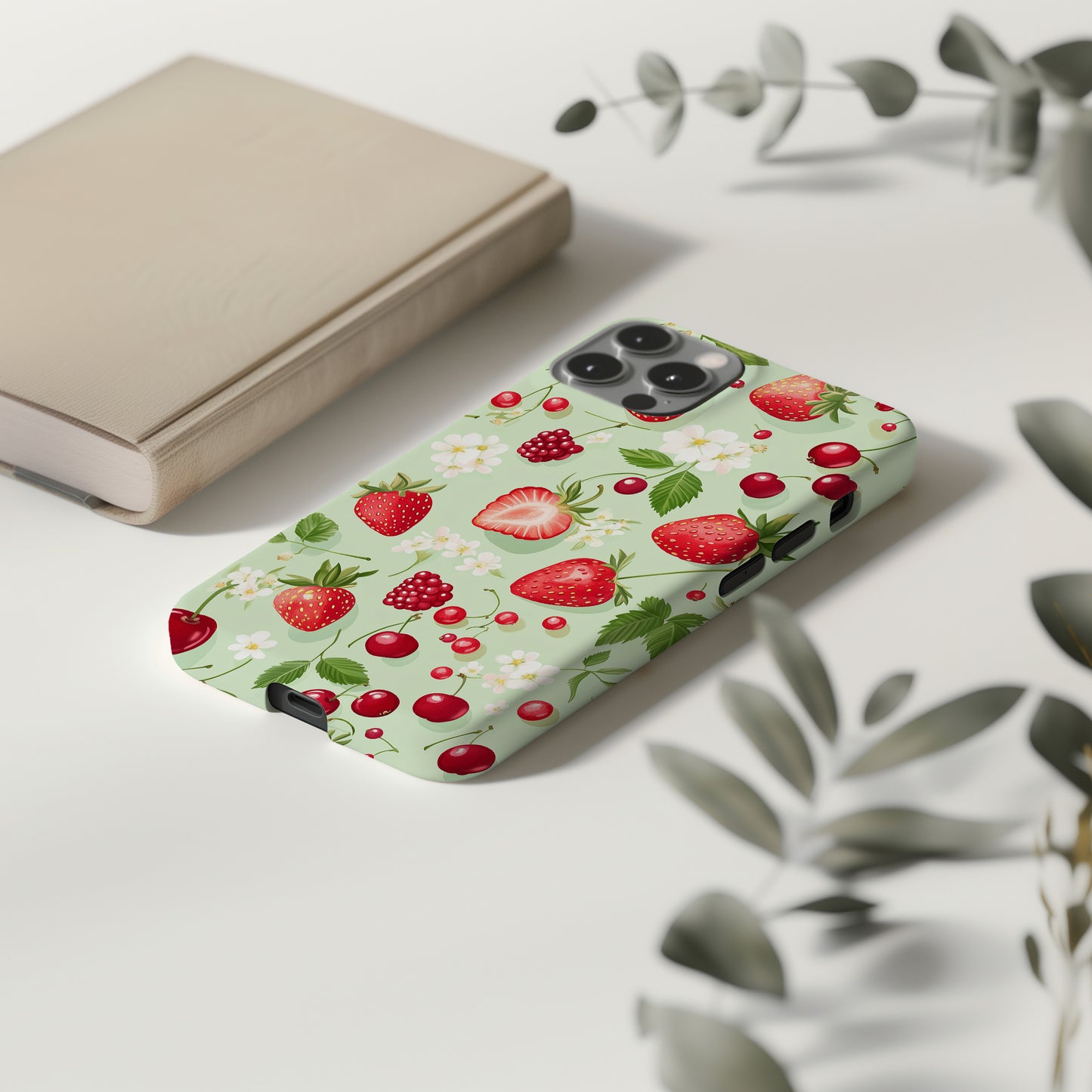 ๐ Berry Sweet Protective Phone Case โ Strawberry & Cherry Design