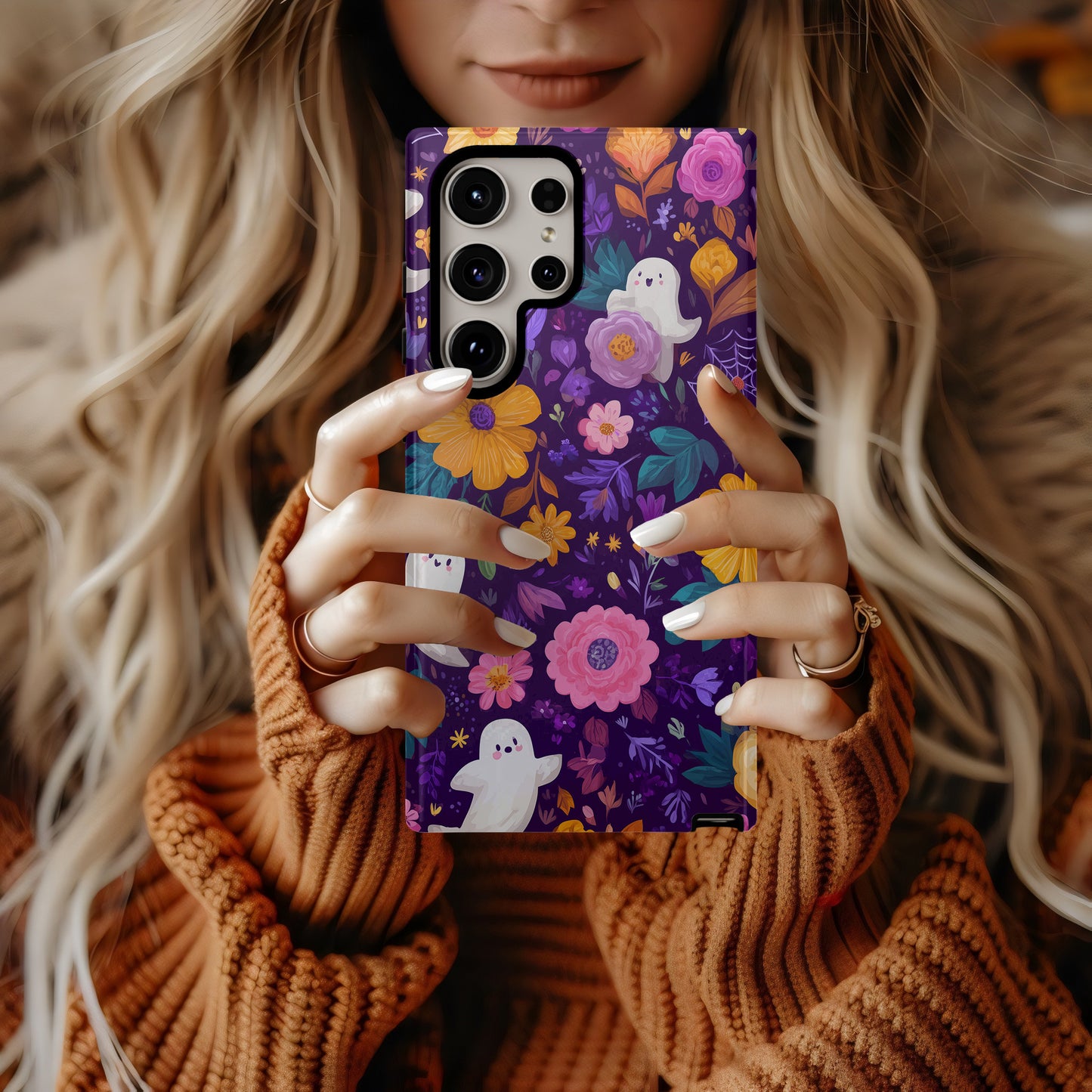 Spooky Bloom Ghost Phone Case – Cute Halloween Floral