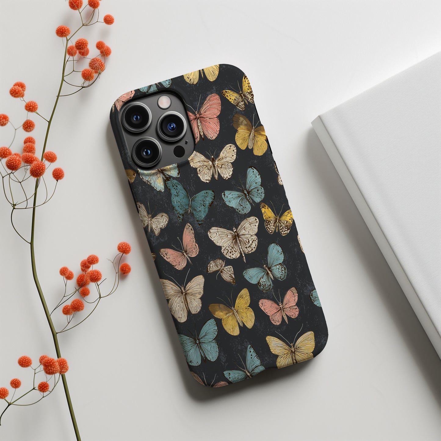 Vintage Butterfly Garden Phone Case – Elegant Insect-Inspired Protective Case