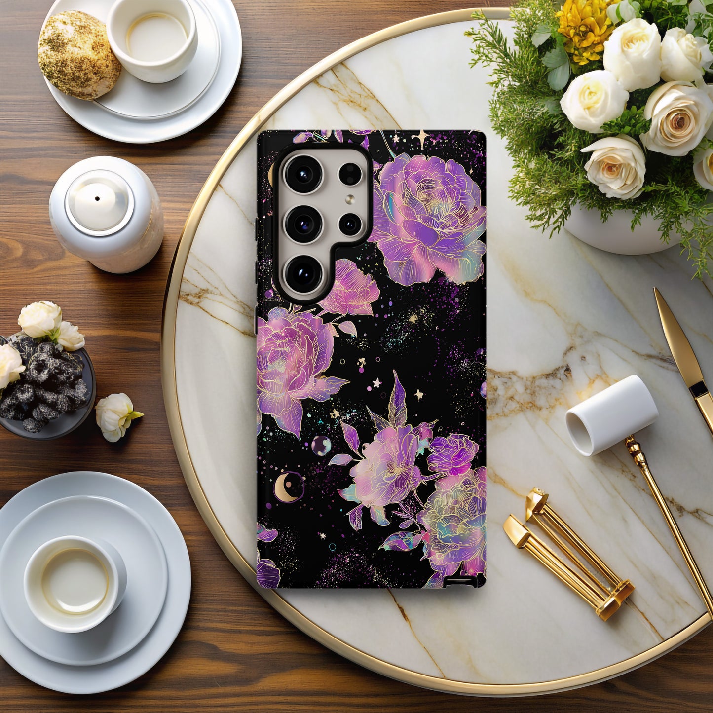 Celestial Aurora Floral Protective Phone Case