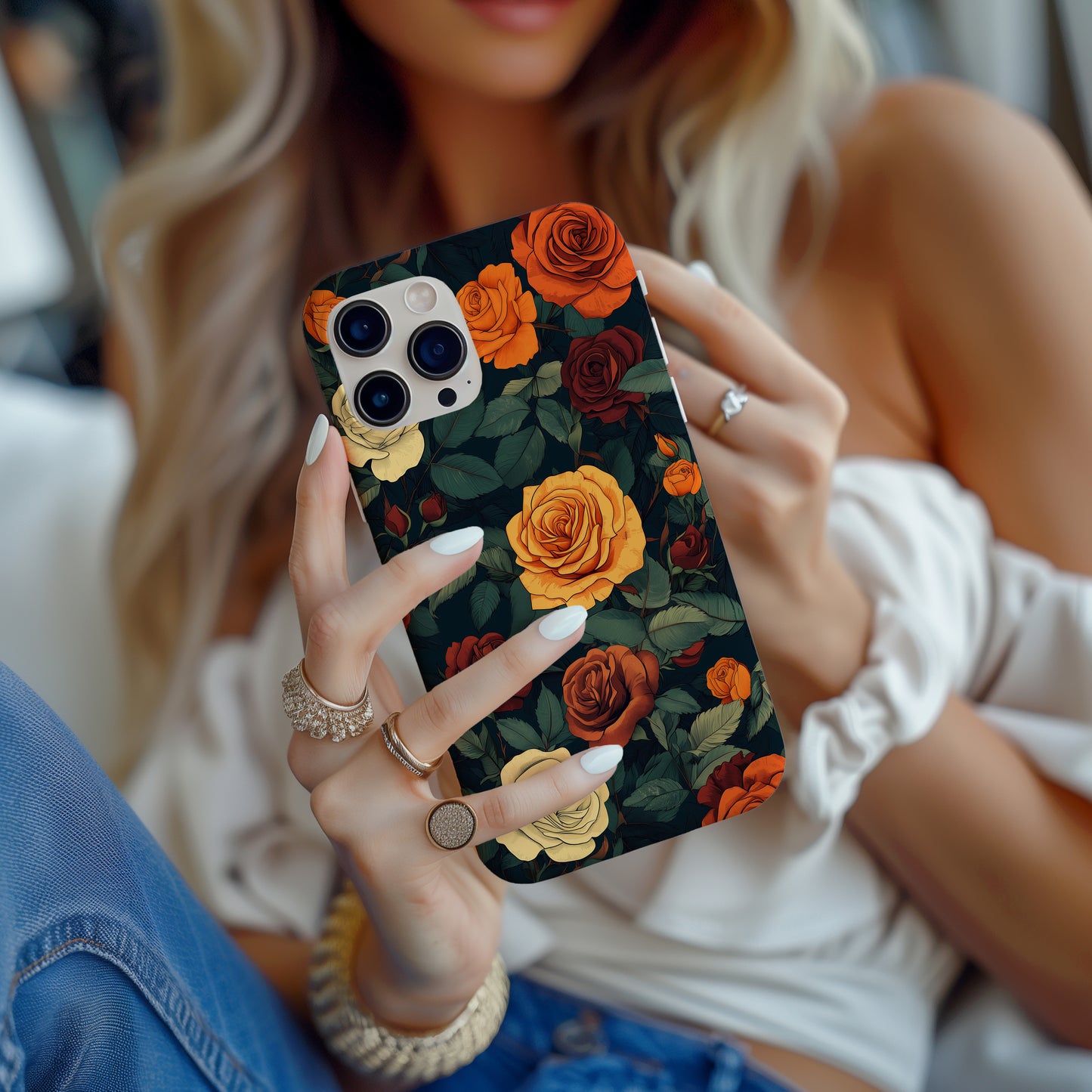 Autumn Rose Garden Protective Phone Case
