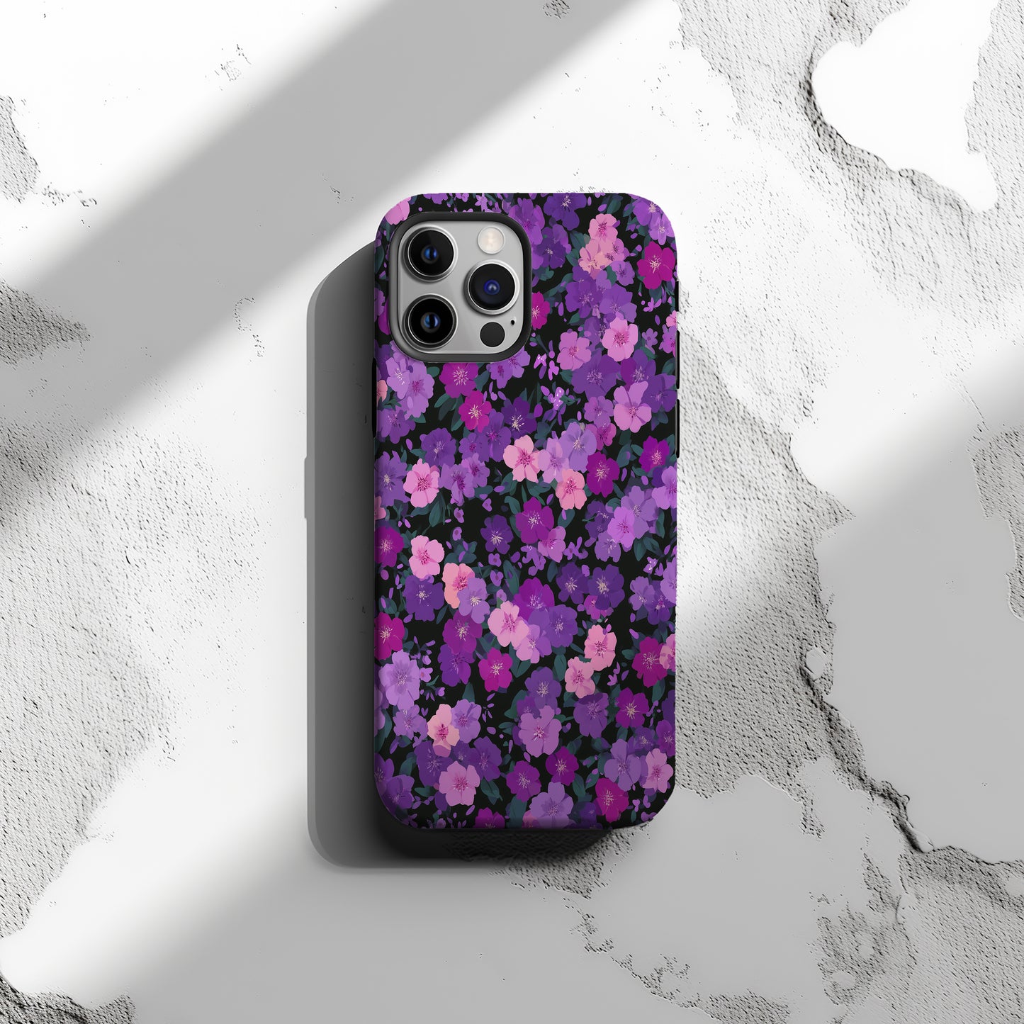 Violet Whisper Garden – Elegant Floral Protective Phone Case