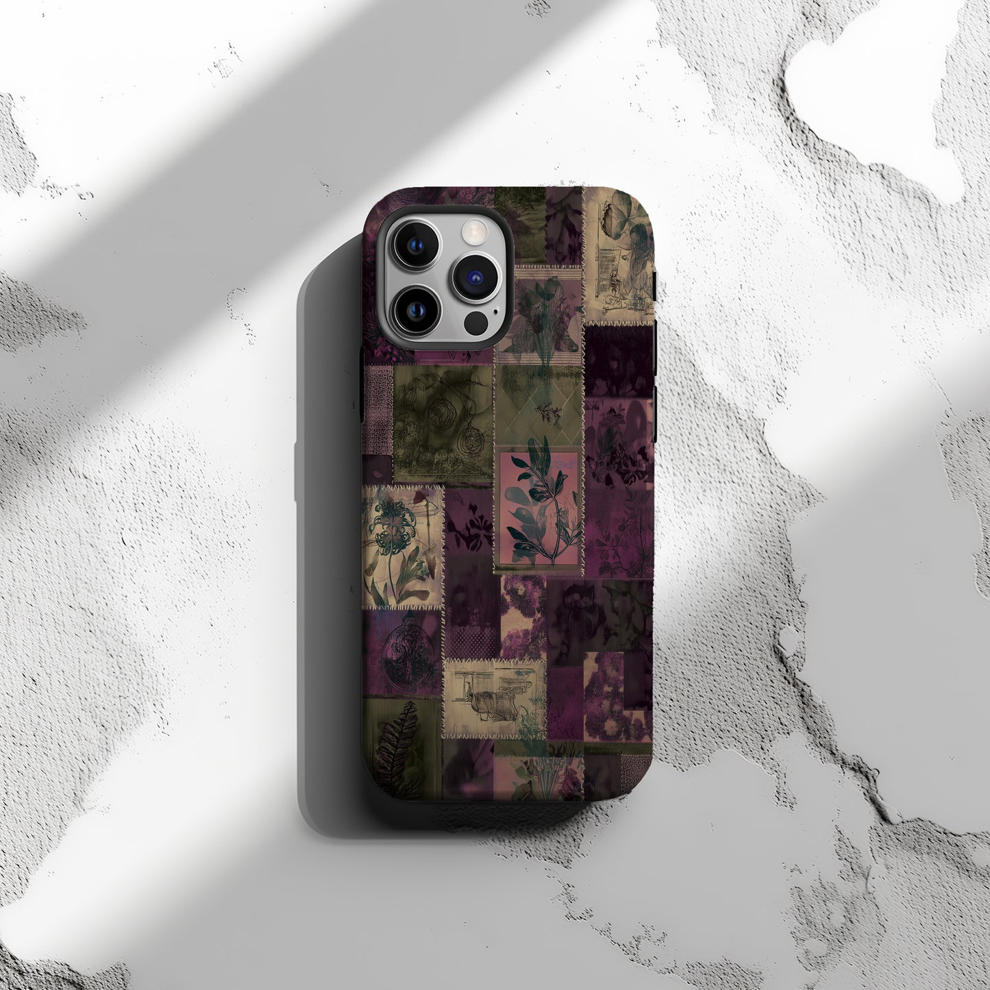 Midnight Botanica Patchwork Protective Phone Case