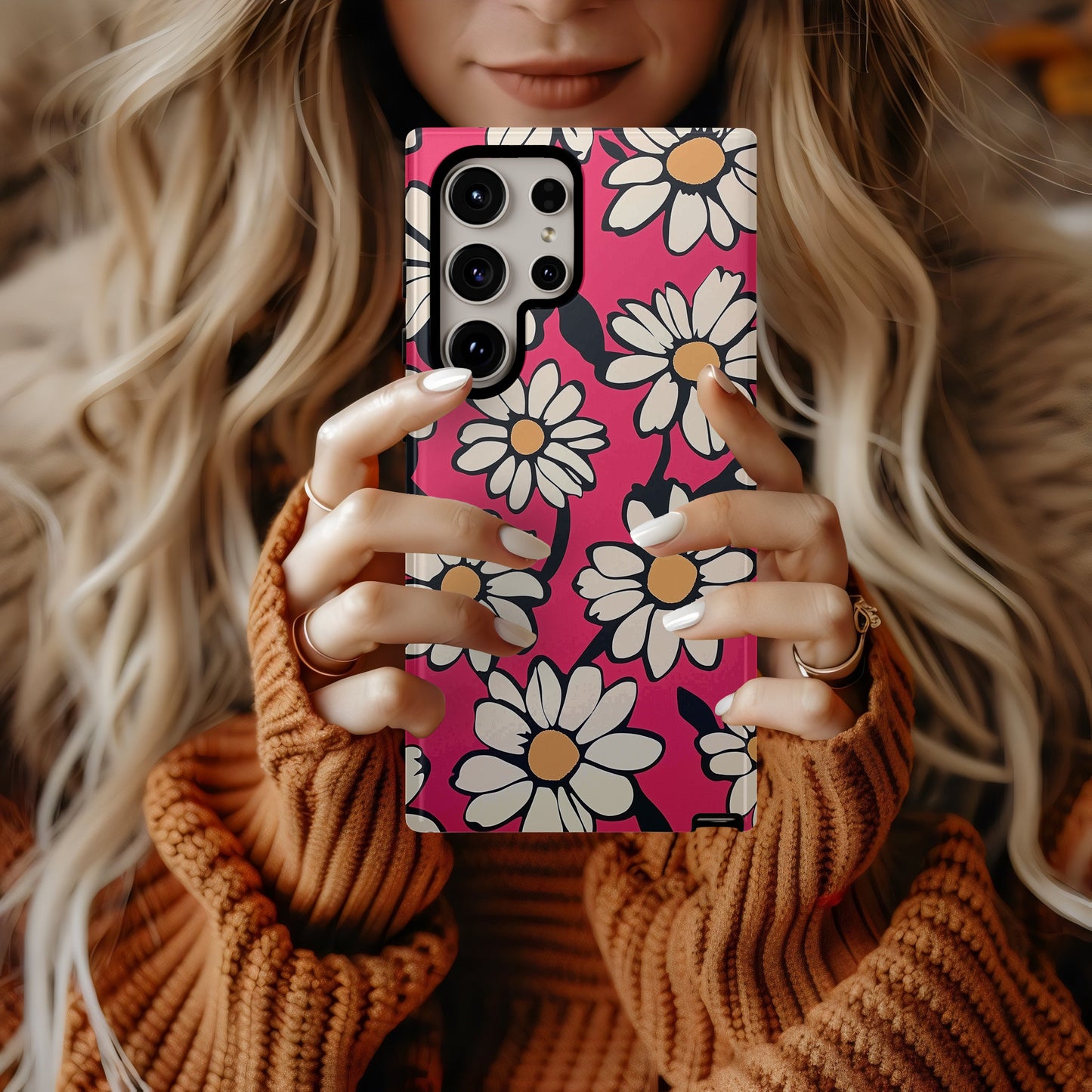 πΌ Retro Daisy Pop β Hot Pink Floral Protective Phone Case πΌ