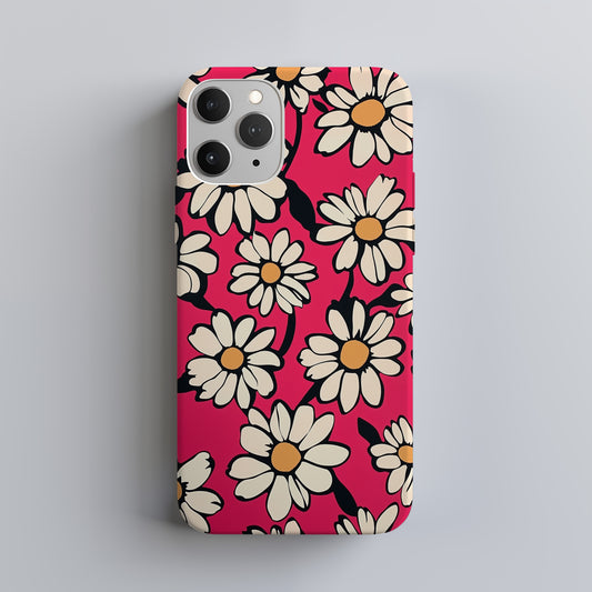 🌼 Retro Daisy Pop – Hot Pink Floral Protective Phone Case 🌼