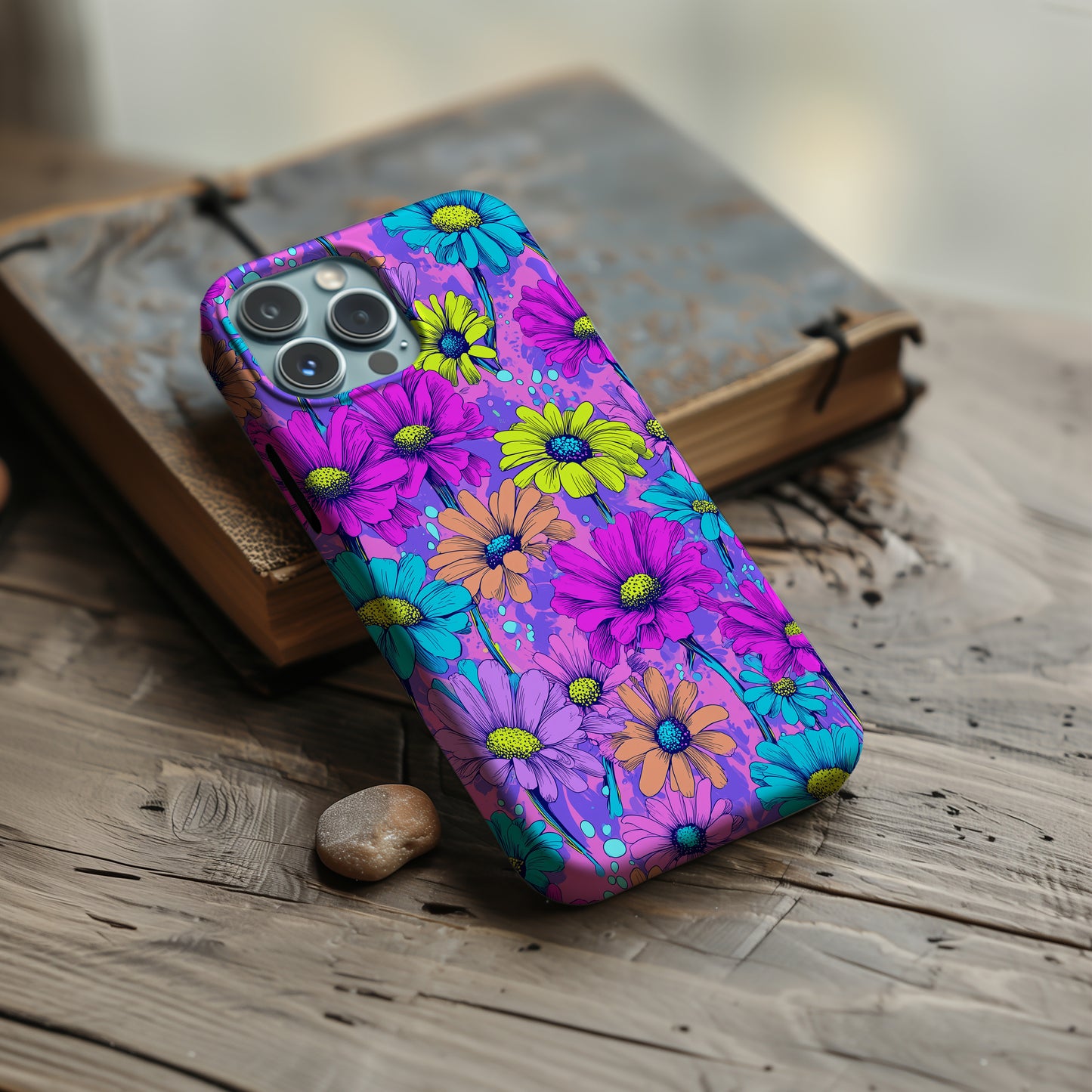 Neon Daisy Pop Protective Phone Case