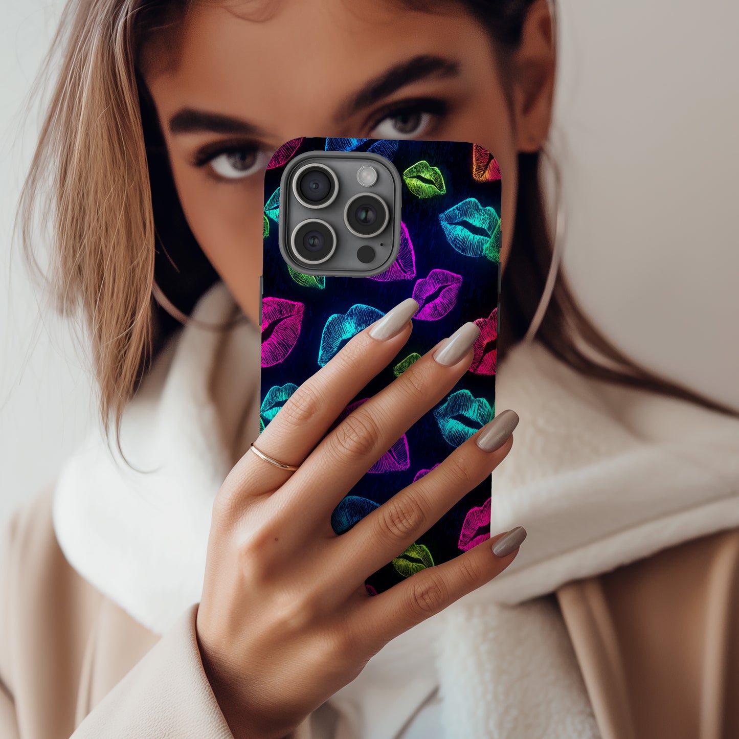 Neon Kiss Lips Protective Phone Case