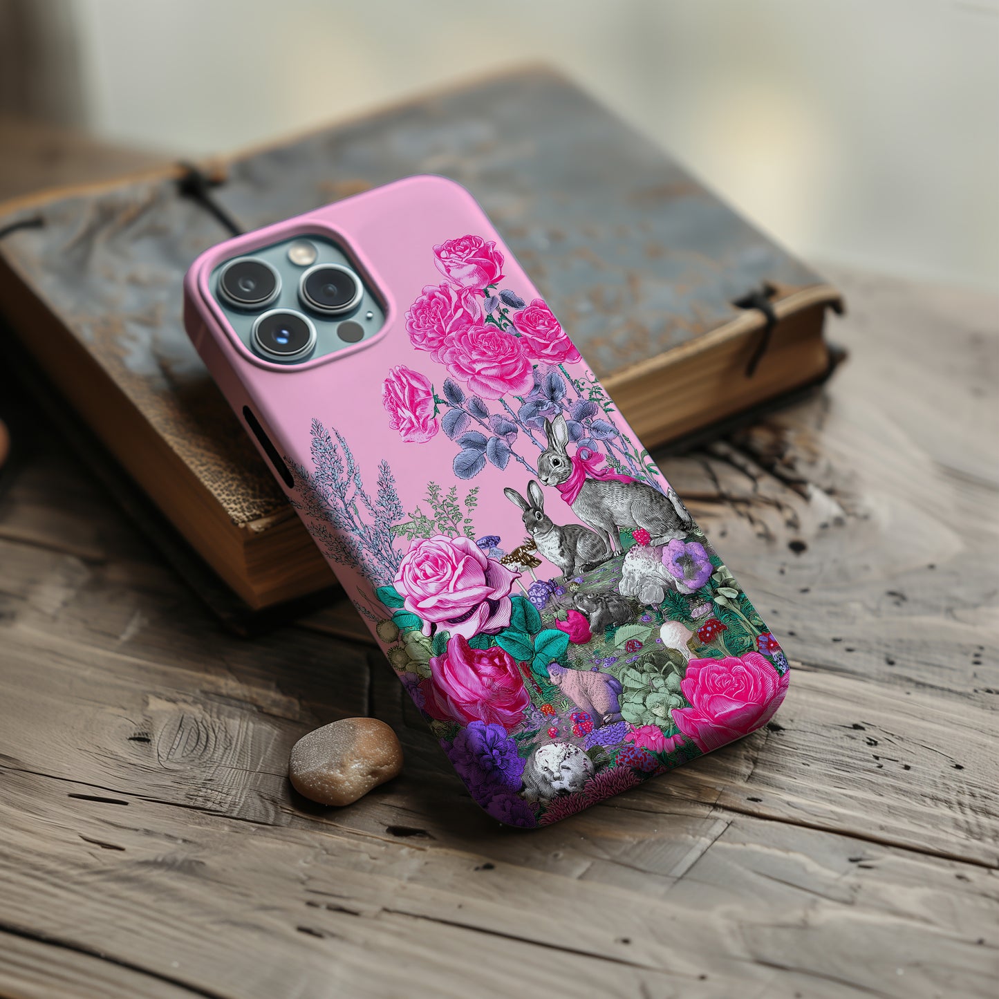 Blush Garden Bunny Protective Phone Case