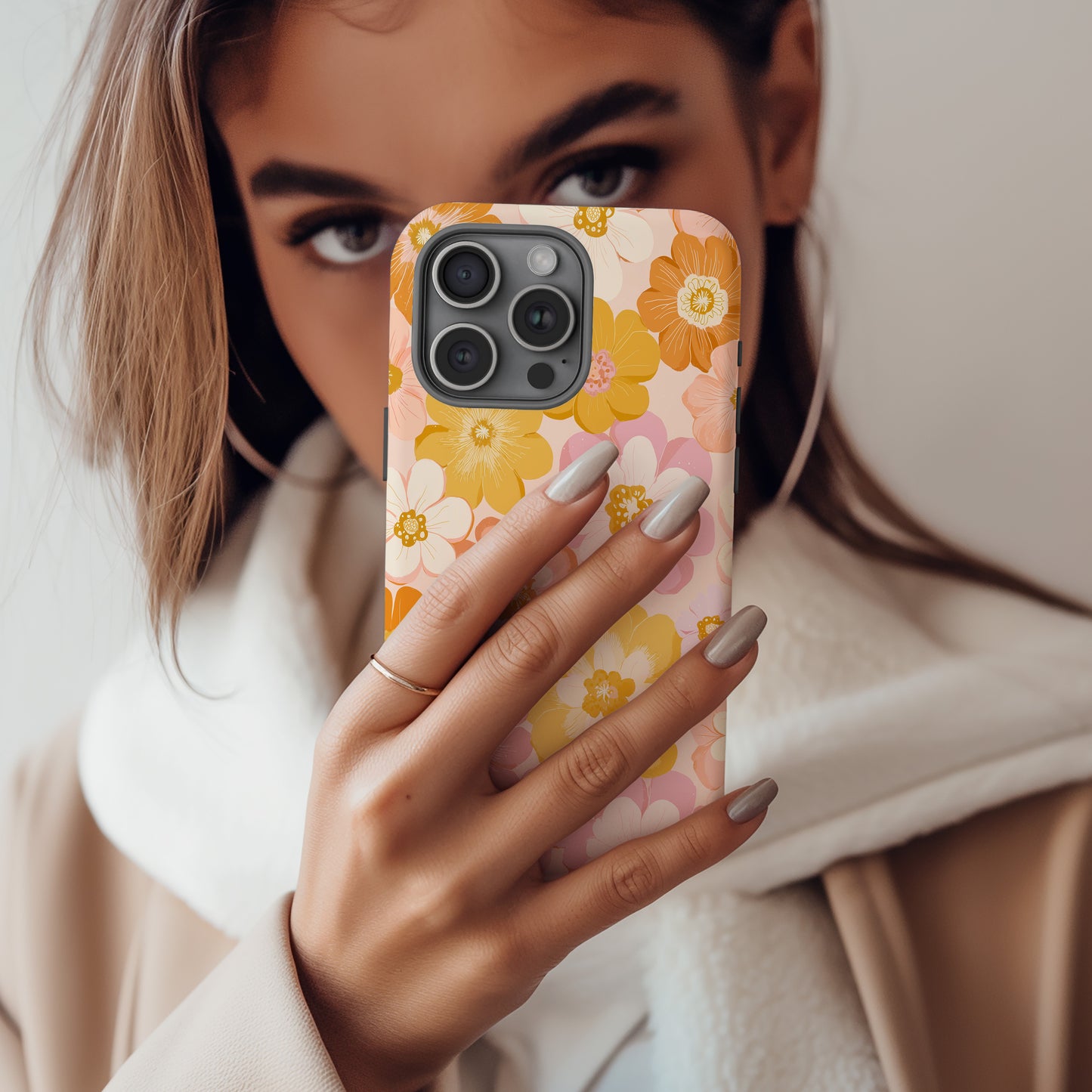 Golden Hour Blossom Protective Phone Case