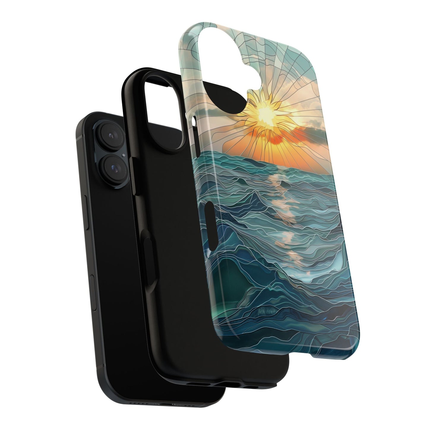 Sun Rays & Waves Stained Glass Phone Case – A Harmony of Light, Color, and Strength