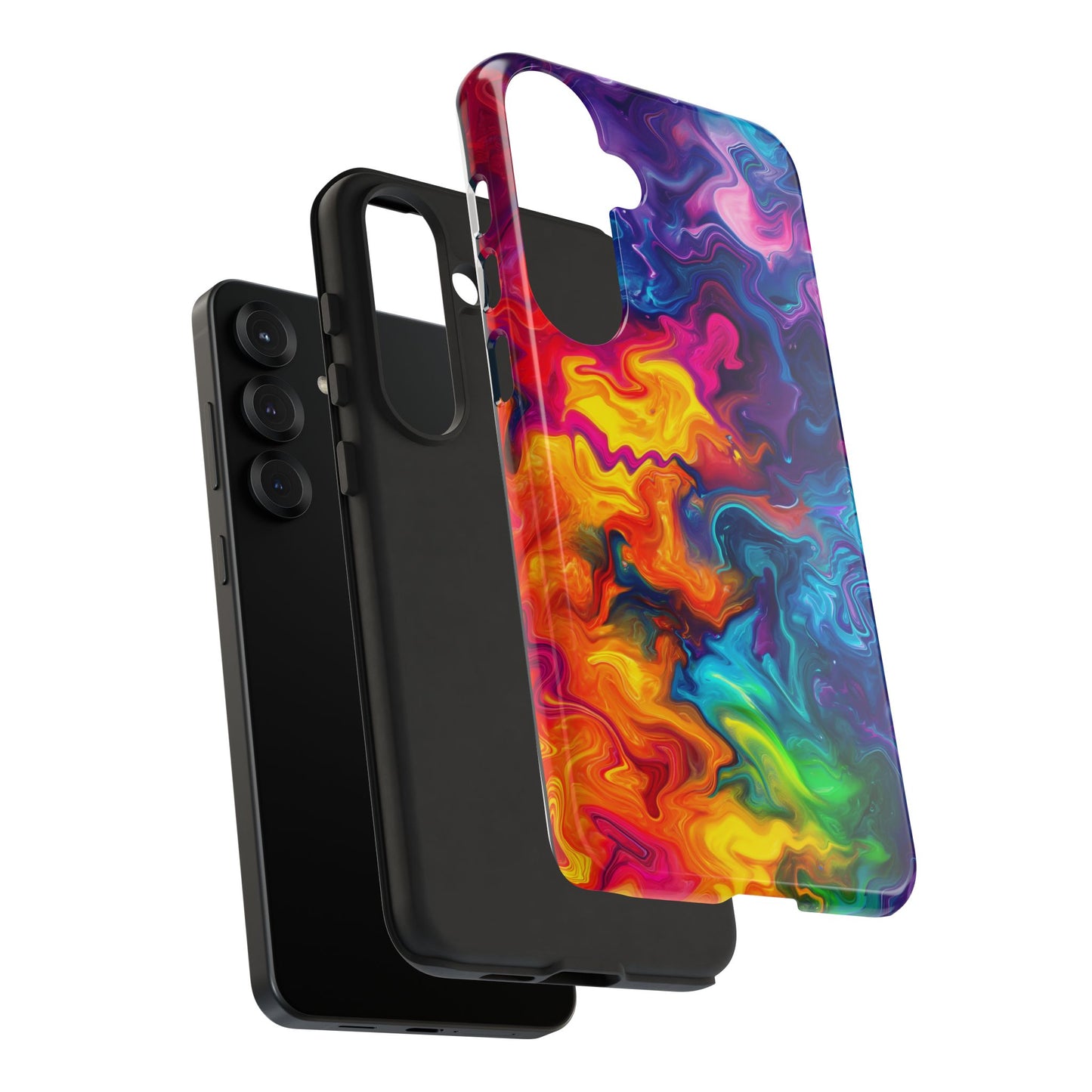 Vibrant Abstract Swirl Protective Phone Case – Color Explosion Art Design