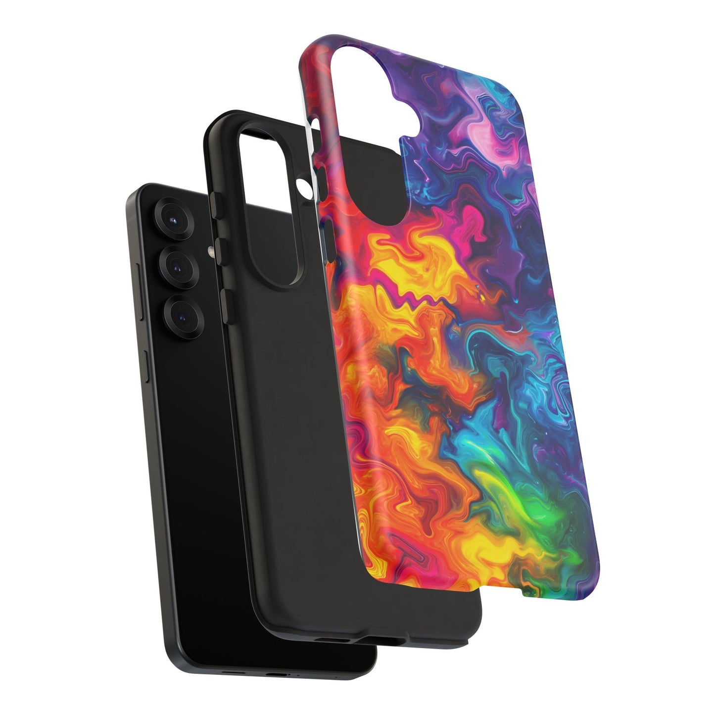 Vibrant Abstract Swirl Protective Phone Case – Color Explosion Art Design