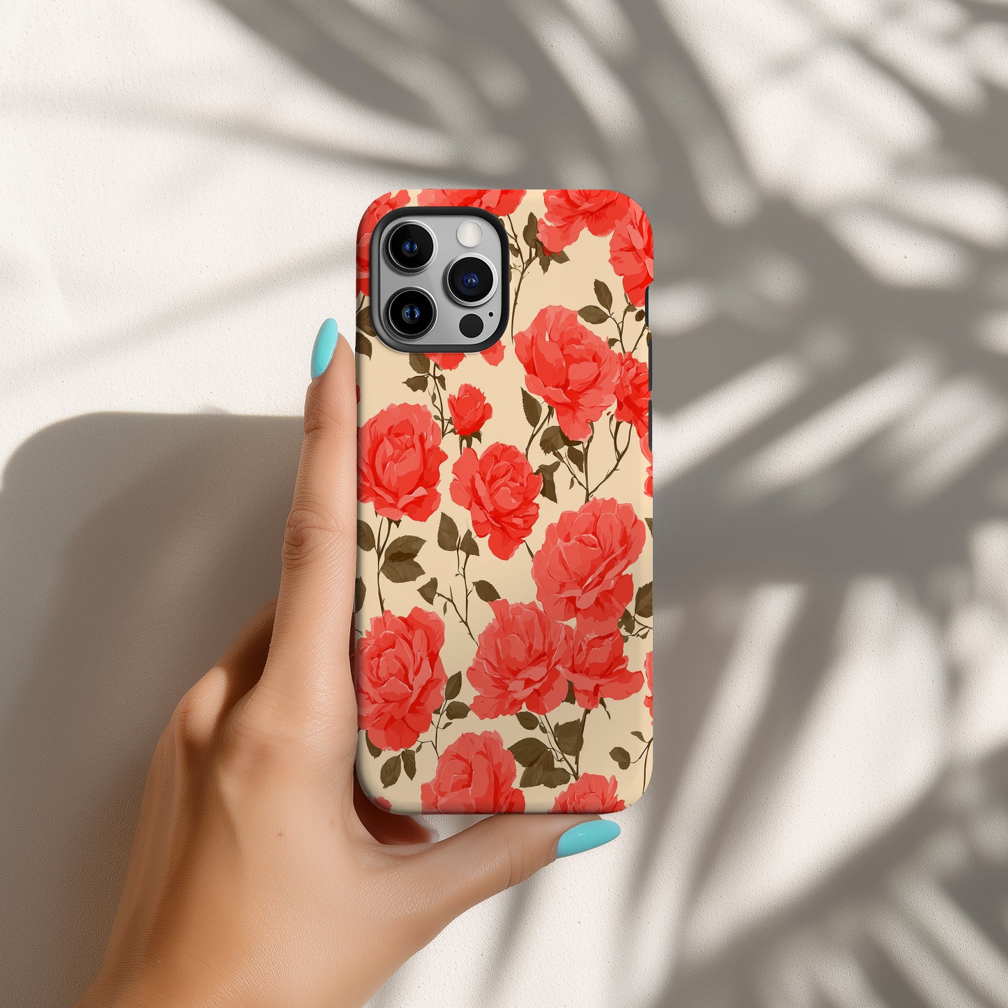 Vintage Rose Garden Phone Case – Elegant Red Floral Protective Case