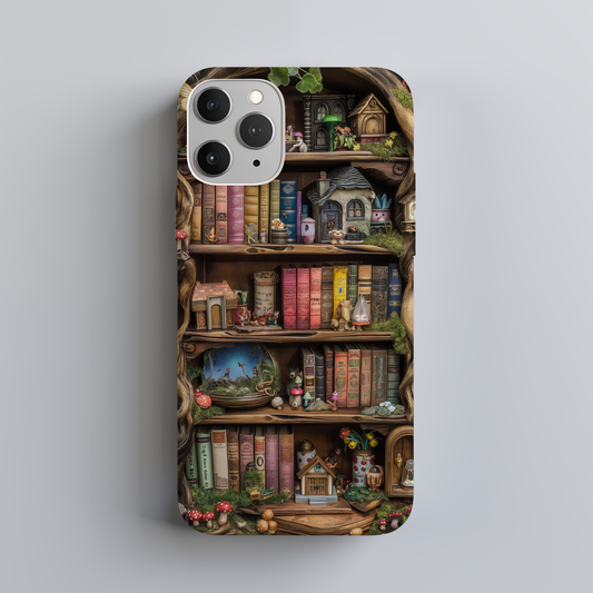 Whimsical Fantasy Bookshelf Phone Case – A Magical Escape in Every Detail
