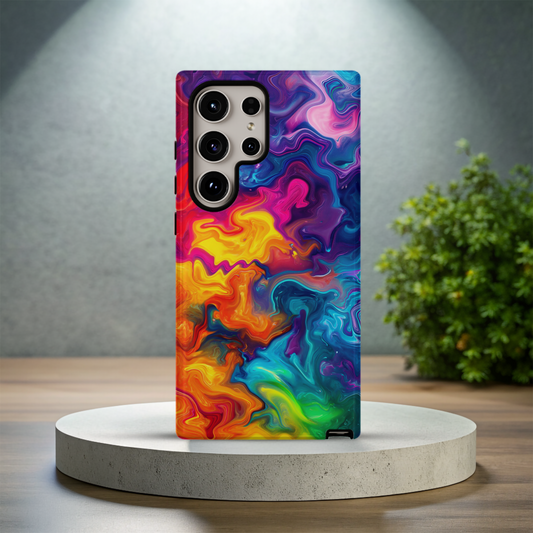 Vibrant Abstract Swirl Protective Phone Case – Color Explosion Art Design