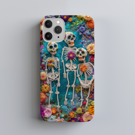 Embroidered Skeleton Floral Phone Case