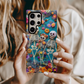 Embroidered Skeleton Floral Phone Case