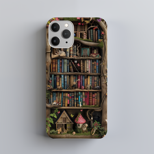 Whimsical Fantasy Bookshelf Phone Case – A Magical Escape in Every Detail