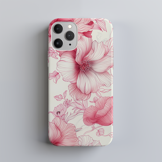 Line Art Floral Phone Case – Minimalist Elegance with Everyday Durability