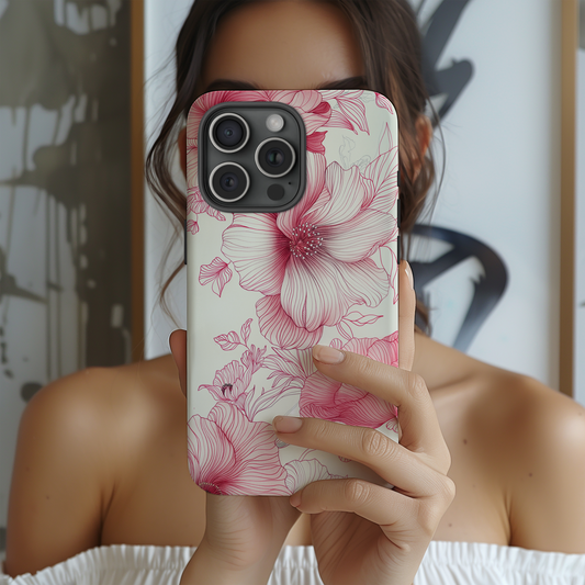 Line Art Floral Phone Case – Minimalist Elegance with Everyday Durability