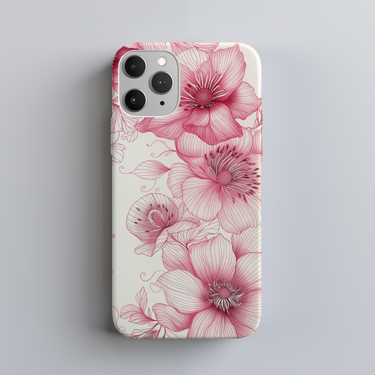 Line Art Floral Phone Case – Minimalist Elegance with Everyday Durability