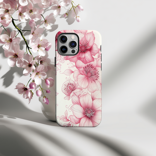 Line Art Floral Phone Case – Minimalist Elegance with Everyday Durability