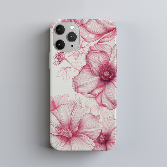 Line Art Floral Phone Case – Minimalist Elegance with Everyday Durability