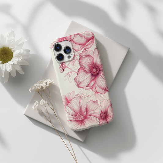 Line Art Floral Phone Case – Minimalist Elegance with Everyday Durability