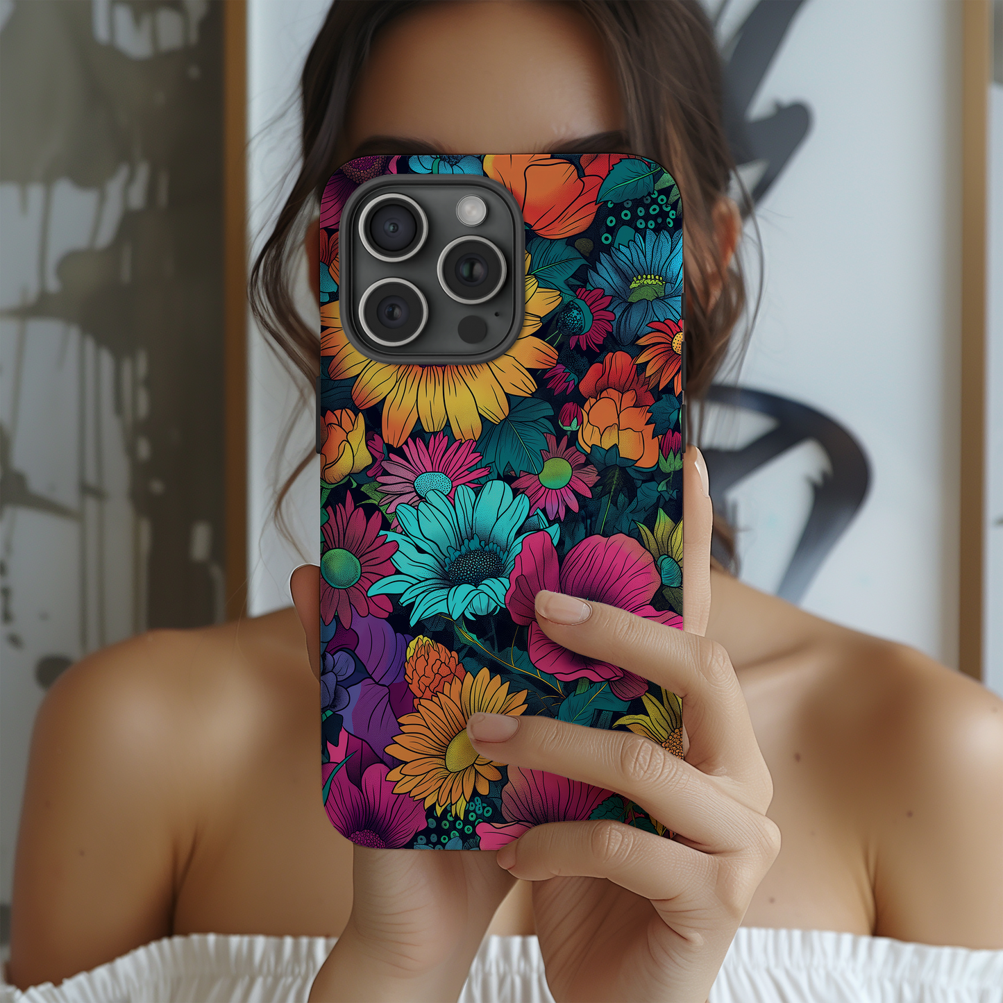 Retro 60s & 70s Floral Phone Case – Groovy Blooms with Modern Protection