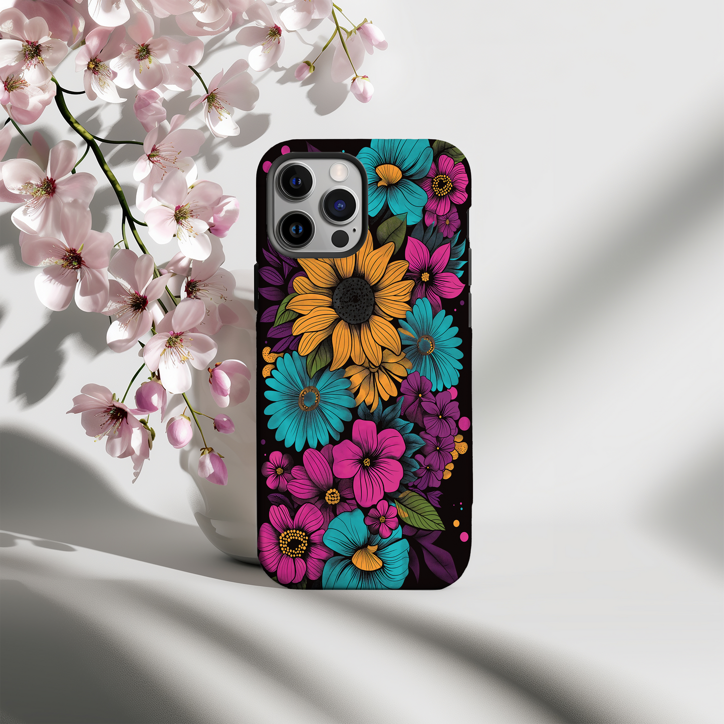 Retro 60s & 70s Floral Phone Case – Groovy Blooms with Modern Protection