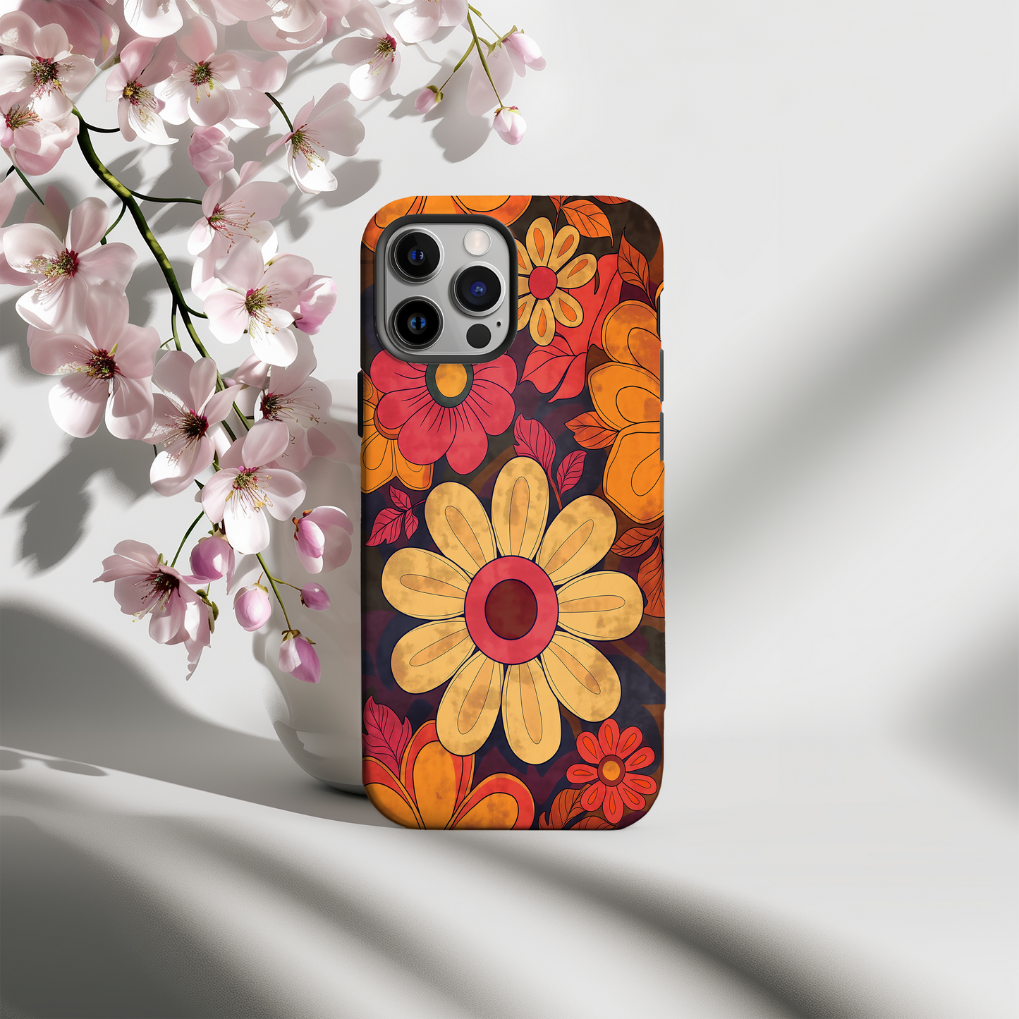 Retro 60s & 70s Floral Phone Case – Groovy Blooms with Modern Protection