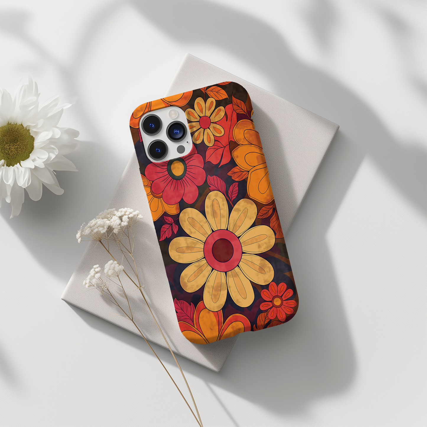 Retro 60s & 70s Floral Phone Case – Groovy Blooms with Modern Protection