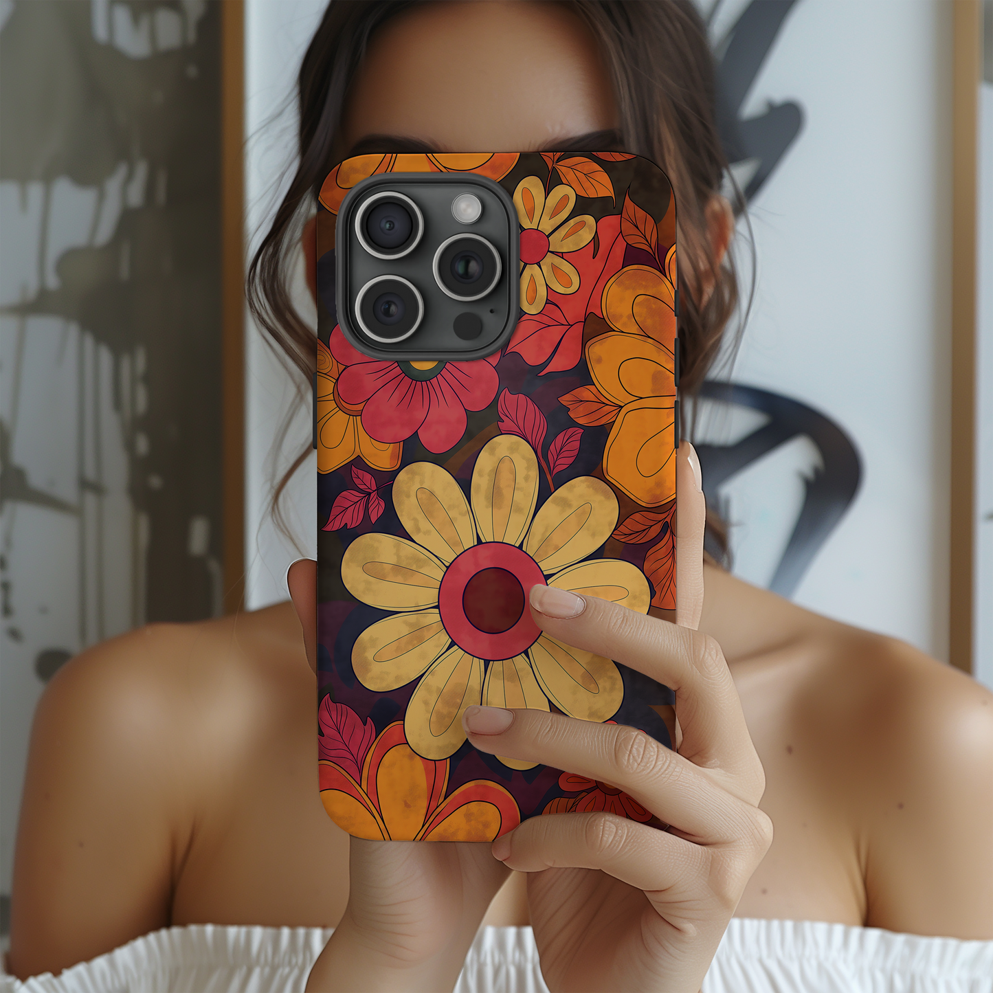Retro 60s & 70s Floral Phone Case – Groovy Blooms with Modern Protection