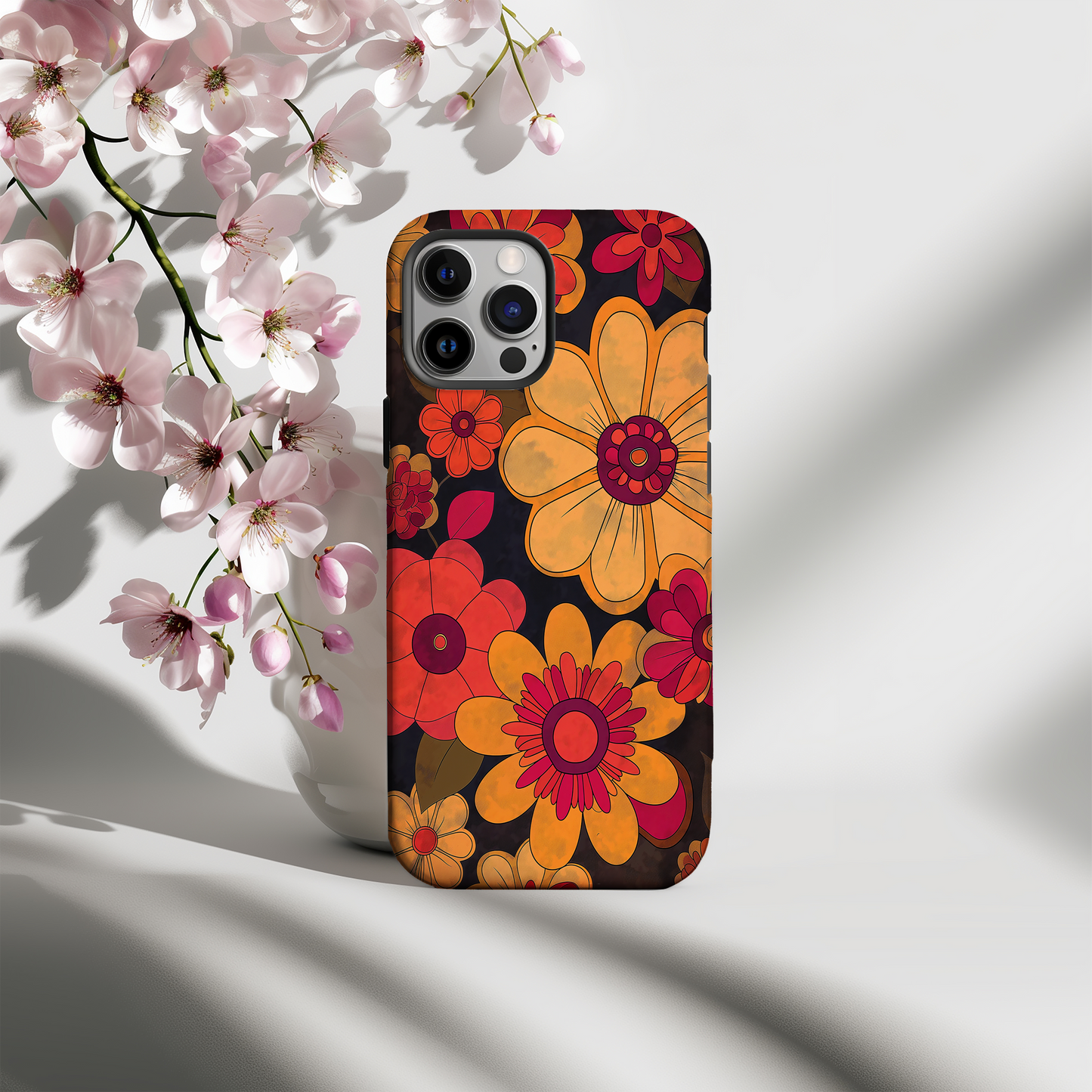 Retro 60s & 70s Floral Phone Case – Groovy Blooms with Modern Protection