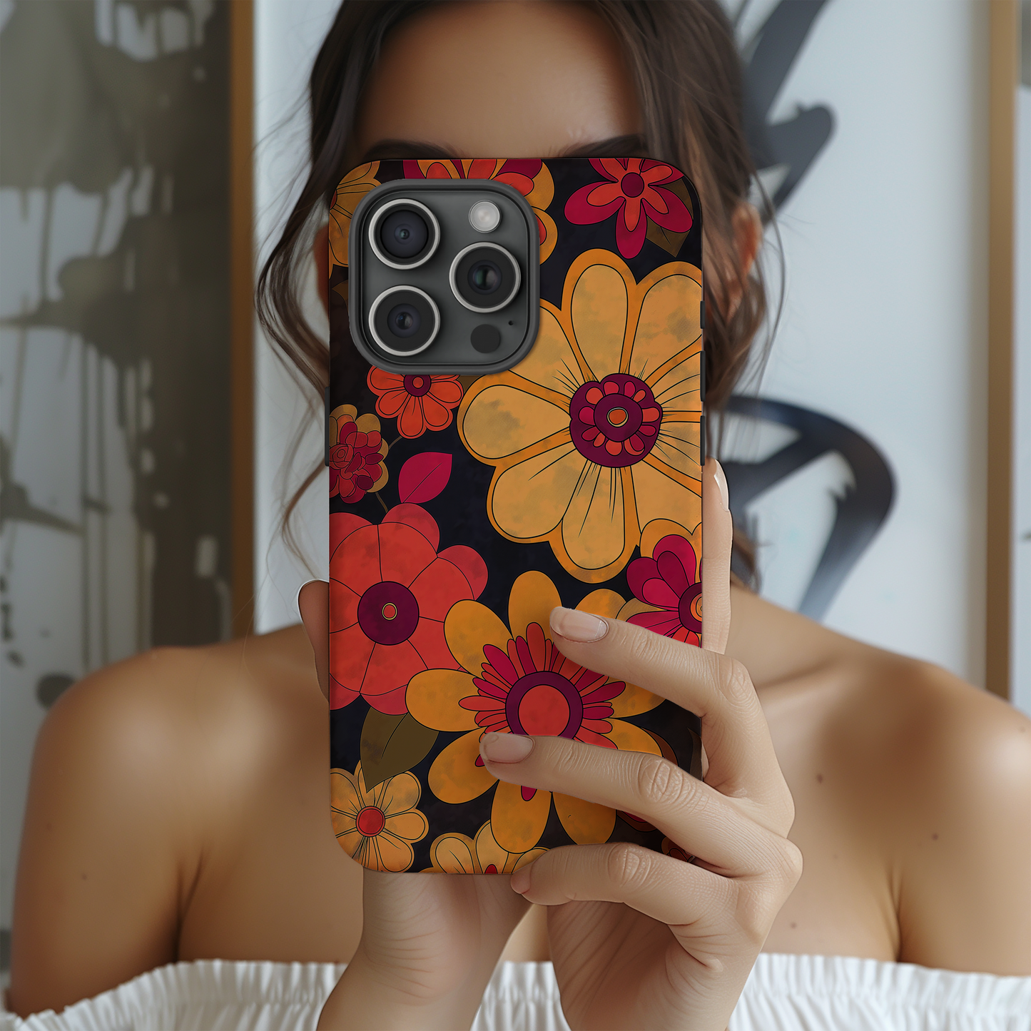 Retro 60s & 70s Floral Phone Case – Groovy Blooms with Modern Protection