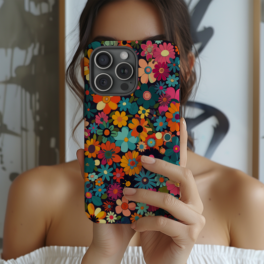 Retro 60s & 70s Floral Phone Case – Groovy Blooms with Modern Protection