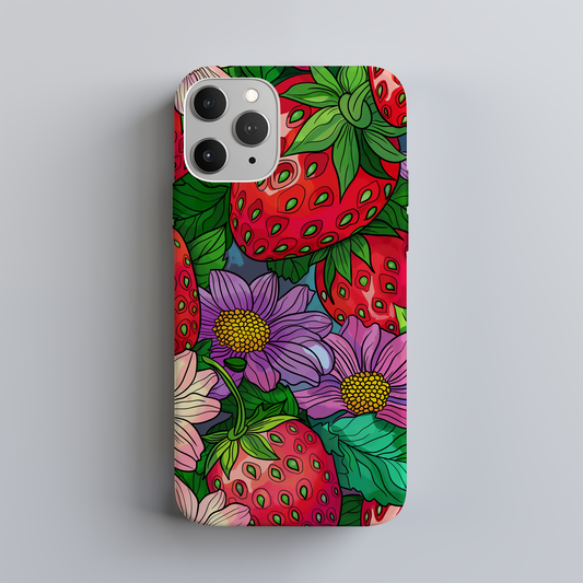 Strawberries & Floral Phone Case – Sweet, Charming, and Built for Protection
