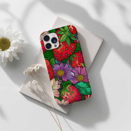 Strawberries & Floral Phone Case – Sweet, Charming, and Built for Protection