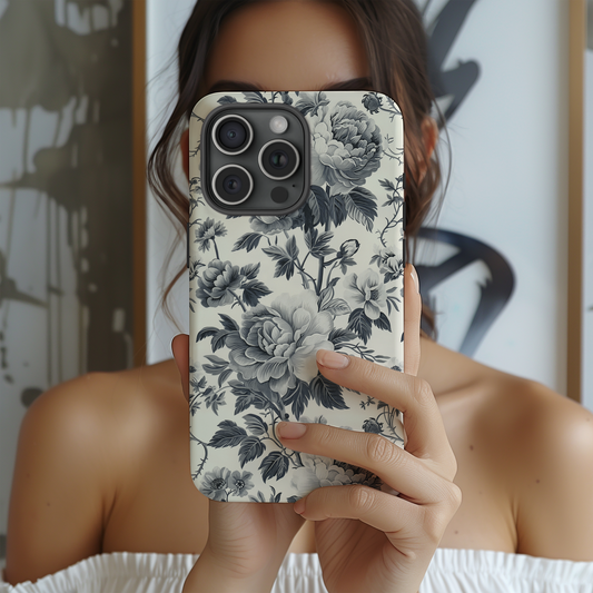 French Toile de Jouy Floral Phone Case – Timeless Elegance Meets Modern Protection