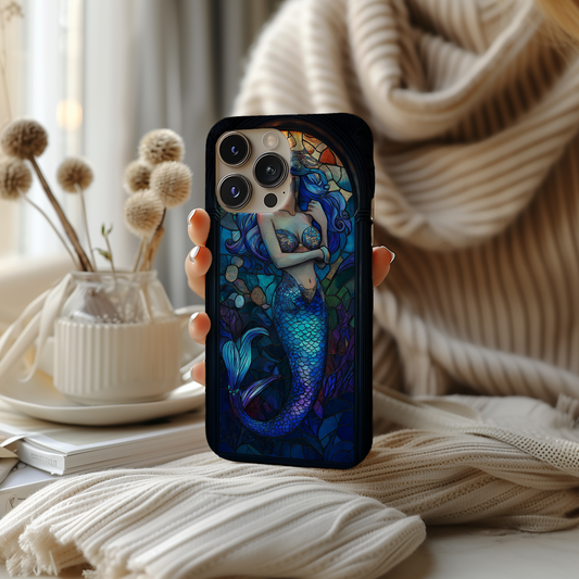 Mermaid Stained Glass Phone Case – Ethereal Ocean Beauty with Everyday Protection