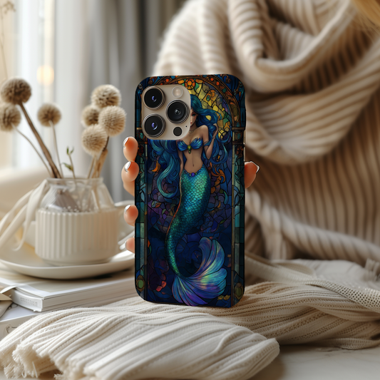 Mermaid Stained Glass Phone Case – Ethereal Ocean Beauty with Everyday Protection