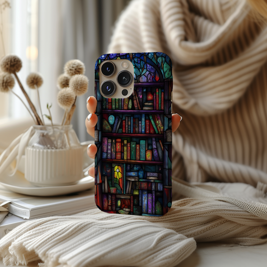 Whimsical Bookshelf Phone Case – A Magical Library with Everyday Protection